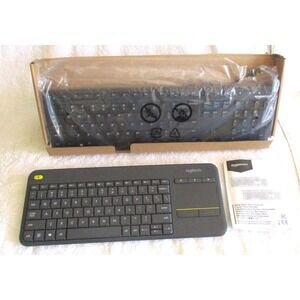 Logitech K400 Plus Wireless Touch Keyboard & AmazonBasics Wired Keyboard Bundle